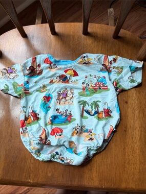 BAMBOO Light Blue Beach Print One-Piece Bodysuit